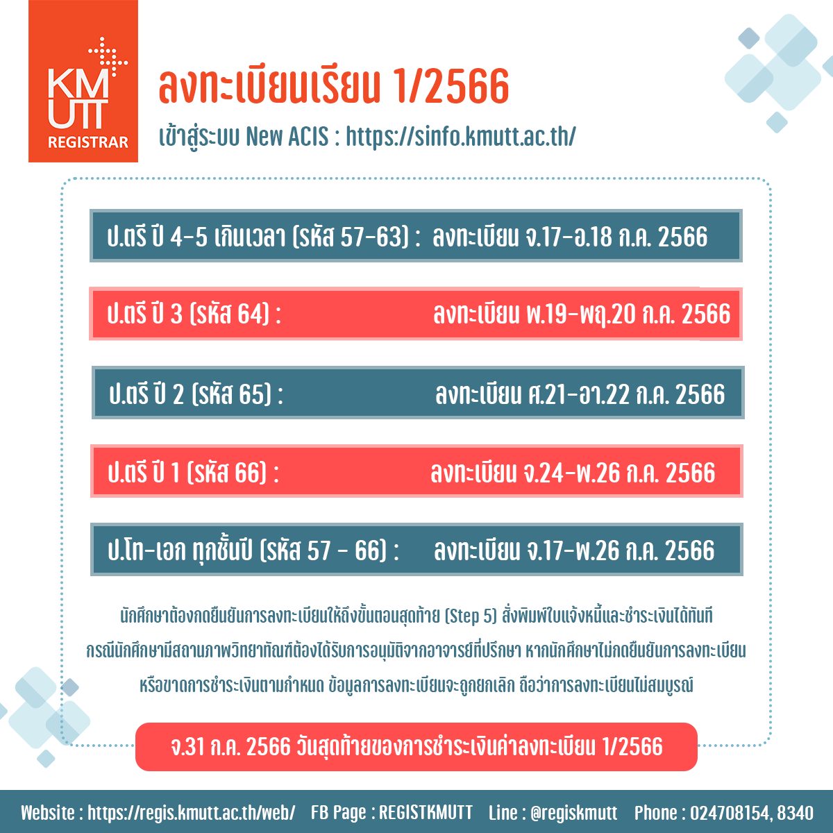  วันลงทะเบียนเรียน ภาคการศึกษาที่ 1/2566